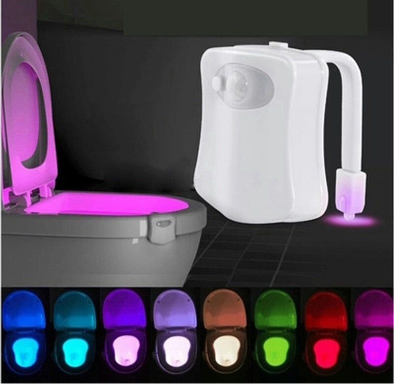 Motion-Sensor Toilet Night Light – 8 & 16 Colour LED, Battery Powered