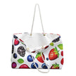 Mixed Berries Pattern Weekender Bag | Strawberries Blueberries Blackberries, Large Tote Bag