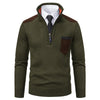 Men's heavyweight Polo Shirts - Half Zipper Cold Blouse Stand Collar