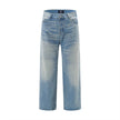 American Retro Wash Gradient Spray Painting Denim Trousers Men Jeans