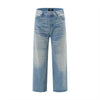 American Retro Wash Gradient Spray Painting Denim Trousers Men Jeans