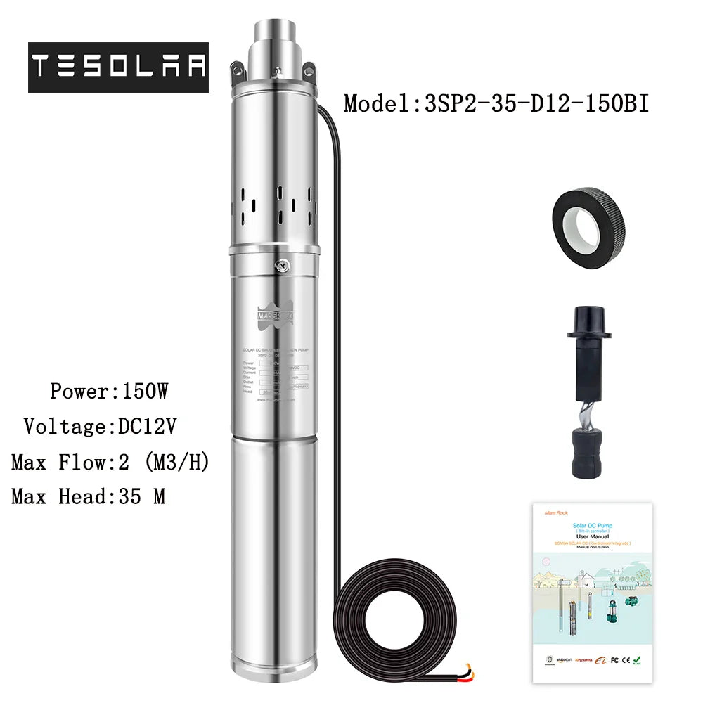 150-750W Solar Pump DC 12/24/48/60V Water/ Solar Pump With Built-in Controller For Agriculture