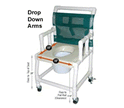 150HL Ezee Life PVC Wheeled Shower Commode Chair - 18x18 Seat, Drop Arm Design for Safe Lateral Transfers