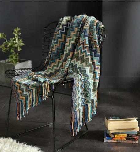 Fringed Knitted Small Blanket Napping Blanket Sofa Blanket