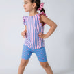 Kids' Bamboo Ruffle Shoulder Tank | Parlour Stripe