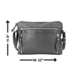 Leather Crossbody Slim Bag with Zippered Pockets & Adjustable Strap