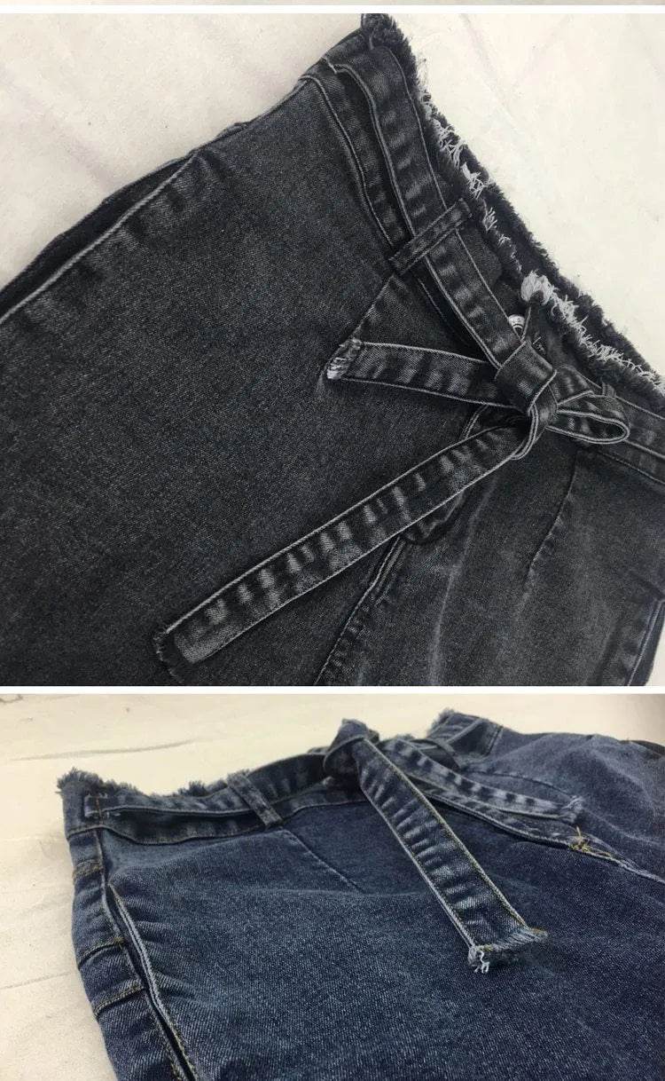 High Waist Fringed jeans Bootcut Pant for Women