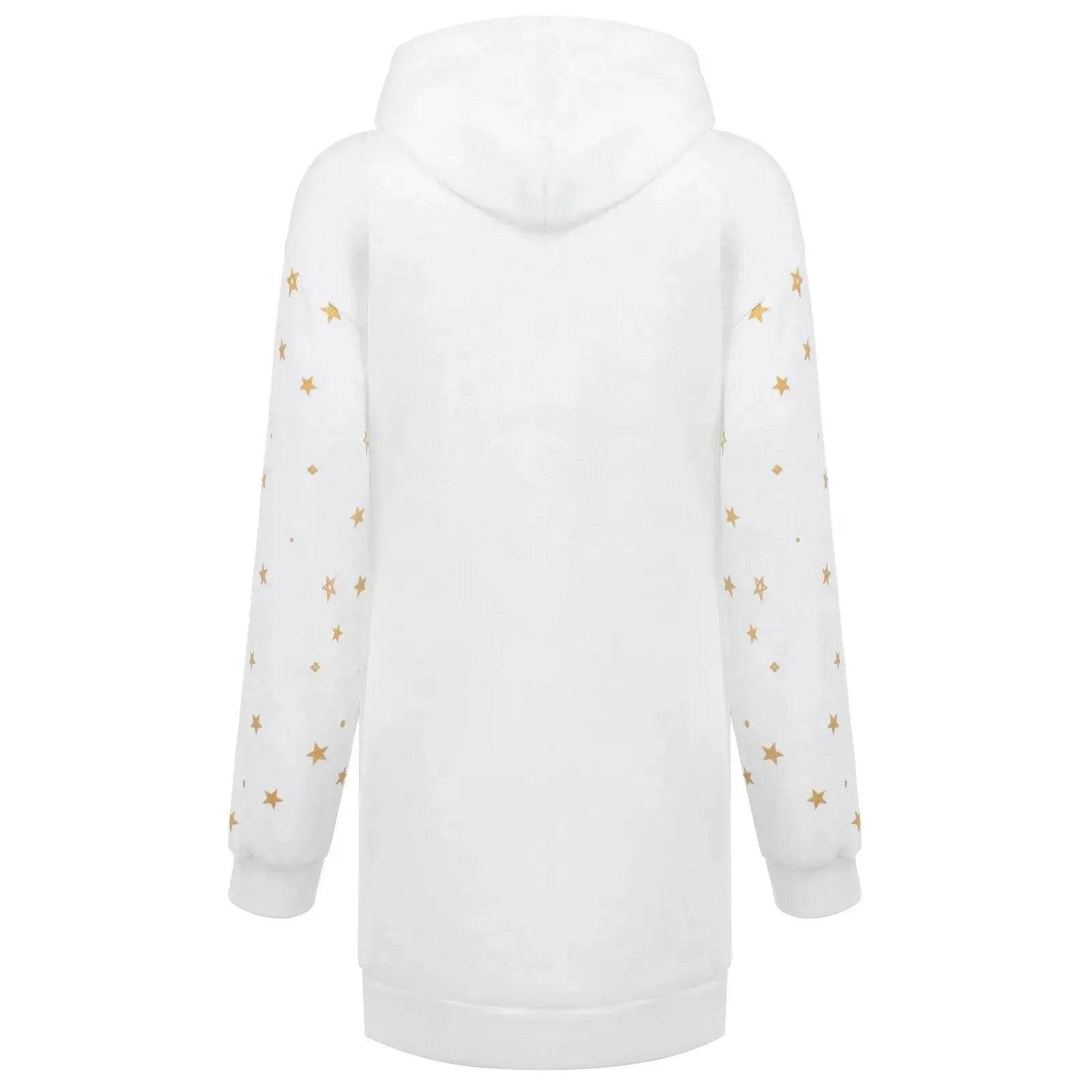 Christmas hot sale printed mid-length pocket hooded long-sleeved sweater