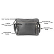 Leather Crossbody Slim Bag with Zippered Pockets & Adjustable Strap