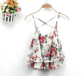 Women Summer Strap Floral Print Chiffon Blouse Tops Retro Floral Cross-Shoulder Shirts Sleeveless T