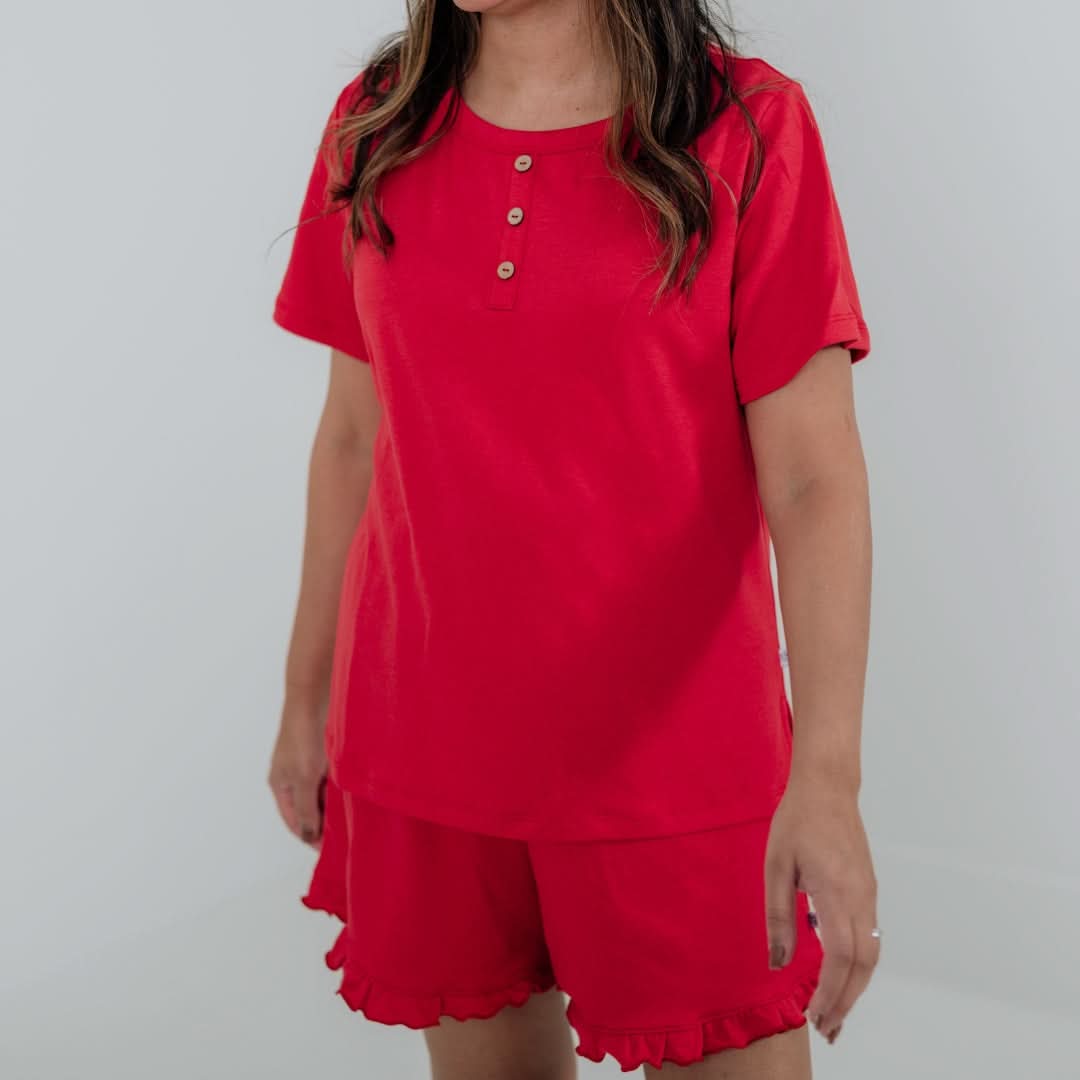 Ladies' Bamboo 2-Piece Short Sleeve Lounge Set | Berry