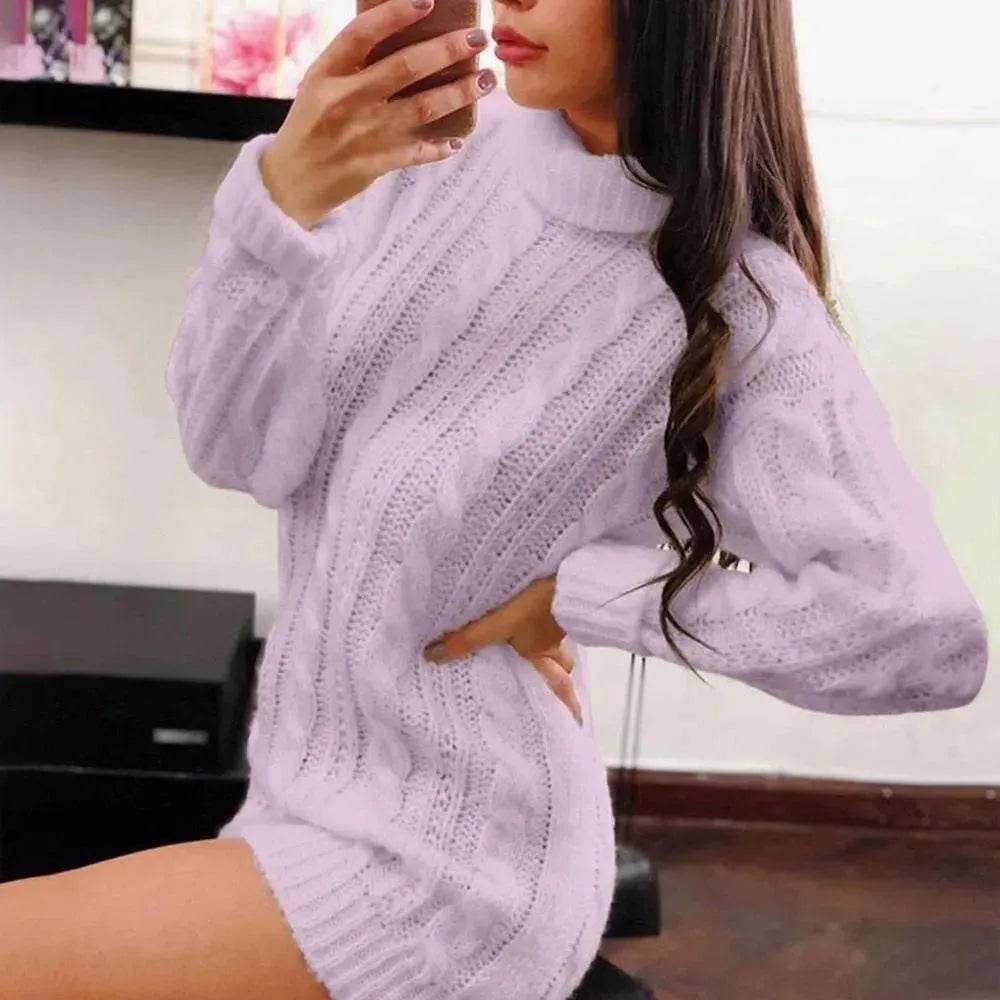 Ladies Casual Autumn Winter Oversized Mini sweater dress