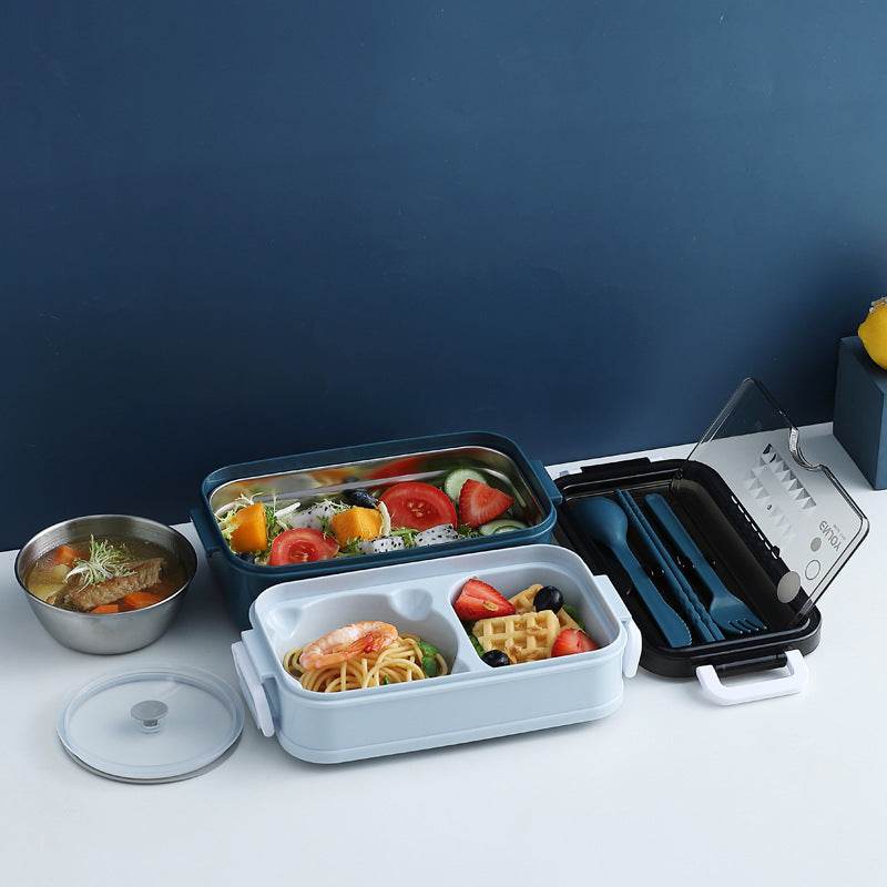 Insulated Stainless Steel Double-Layer Lunch Box for Work & School