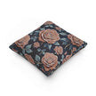Vintage Rose Woven Pillow | Floral Needlepoint Style, Navy Background