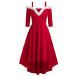 Women's Deep V Strapless Swing Off shoulder Christmas Costume Dress