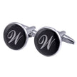 Men's Black Round Enamel Initial Letter Cufflinks – Brass & Crystal Formal Cufflinks A–Y | Canada & USA