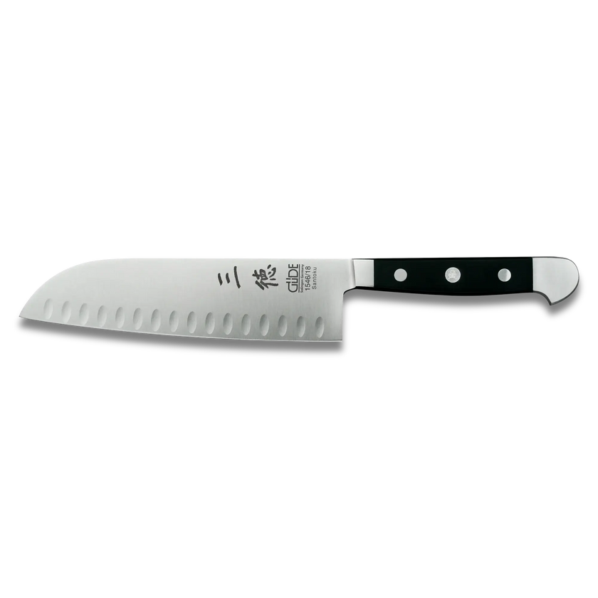 Couteau Santoku Alpha avec tranchant creux - 7 pouces