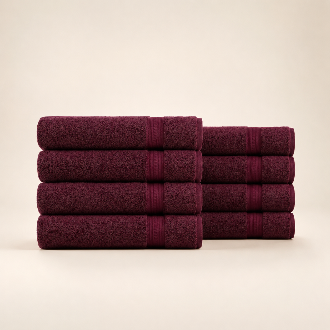 Pure Cotton Bath Towel Set – Burgundy & Turquoise | 500gsm Wholesale Towels
