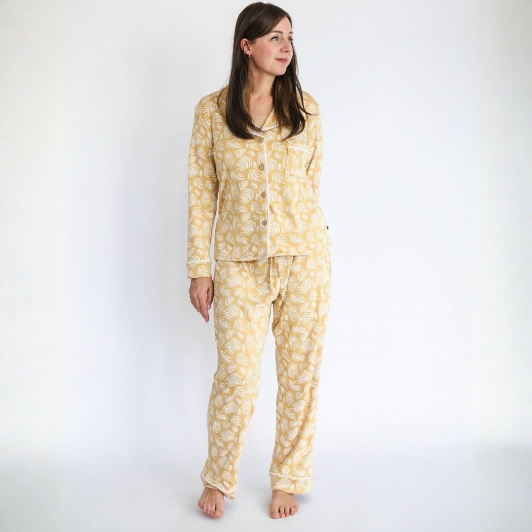 Ladies’ Bamboo Long Sleeve Button-Up Lounge Set | Olive
