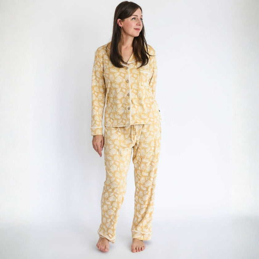 Ladies’ Bamboo Long Sleeve Button-Up Lounge Set | Olive