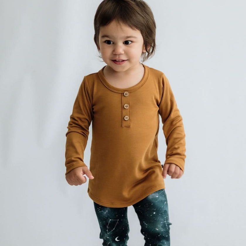 Baby/Kids' Bamboo Long Sleeve Henley | Umber