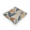 Tropical Leaf Pattern Woven Pillow | Botanical Throw Pillow, Neutral Blue Rust Design
