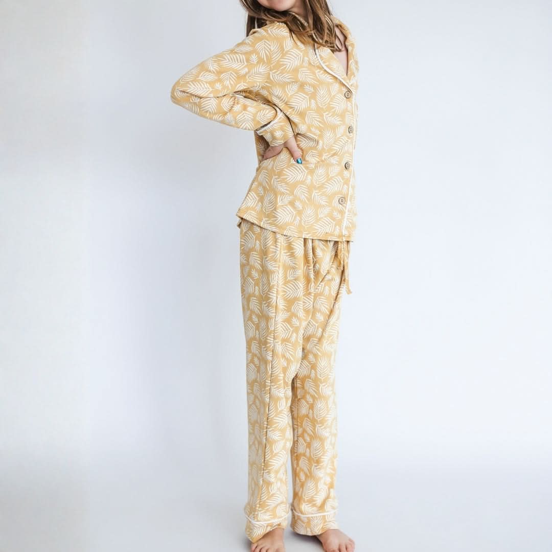 Ladies’ Bamboo Long Sleeve Button-Up Lounge Set | Antique Floral