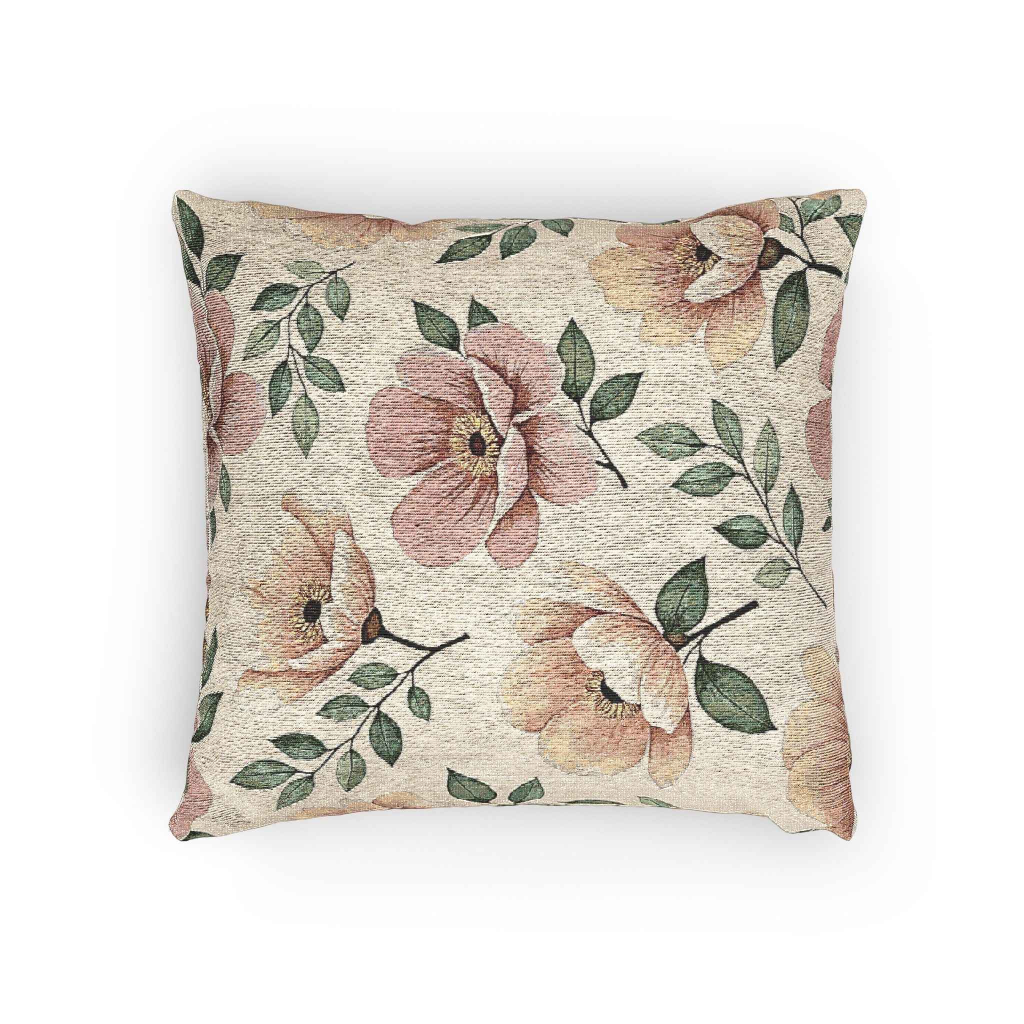 Elegant Watercolor Woven Pillow - Luxury Floral Living Room Accent