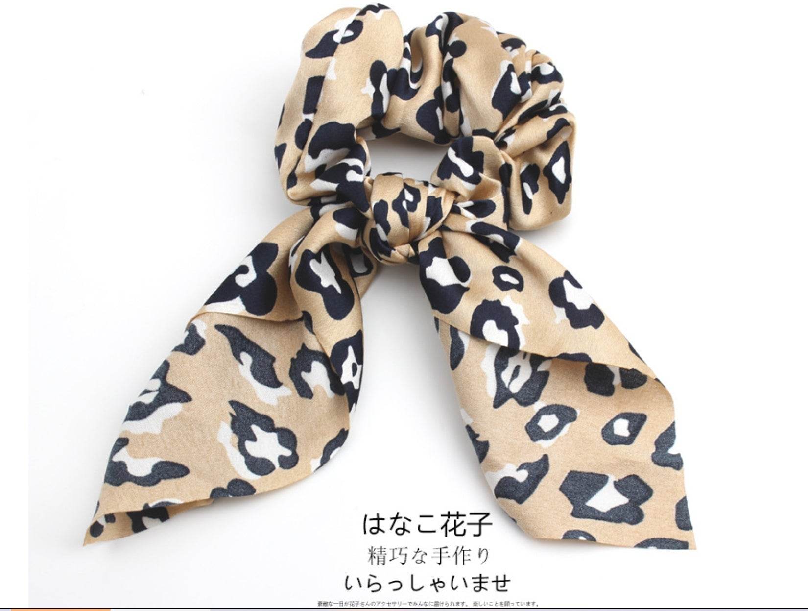 4pcs Leopard Pattern Silk Scarf Hair Scrunchie