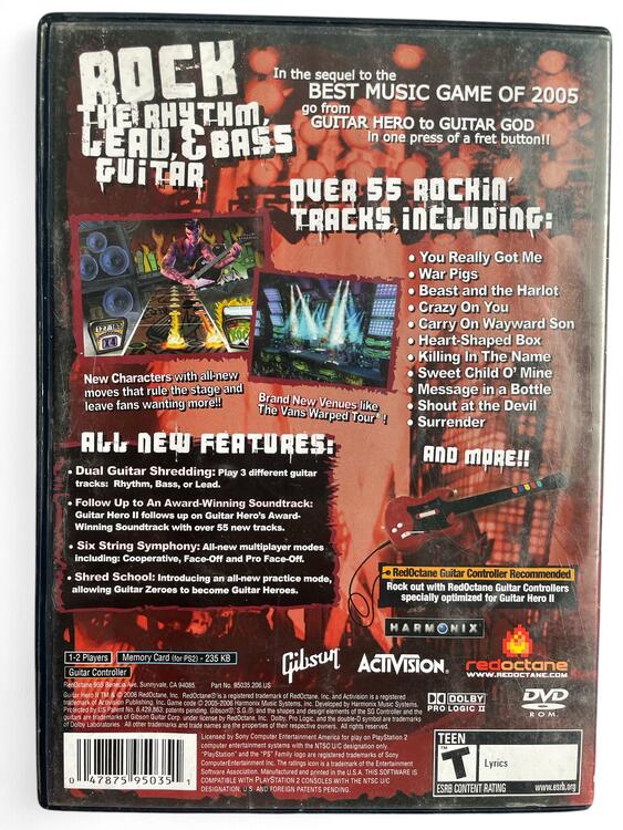 Guitar Hero II - Pack filaire Gibson rouge pour PlayStation 2 (occasion)