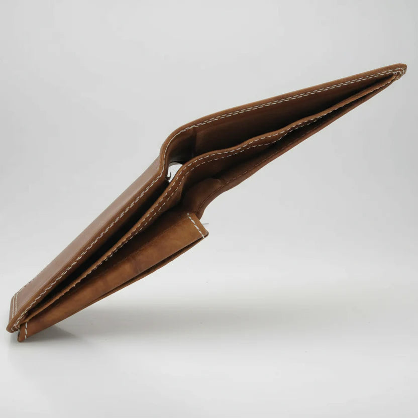 Men's Oil Pull Up Top Flap Bifold Wallet