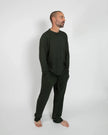 Deep Forest Green Waffle Unisex Long Pajama Set