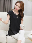 New Spring Summer Women Chiffon Loose Blouse  top O-Neck Short sleeve Plus size
