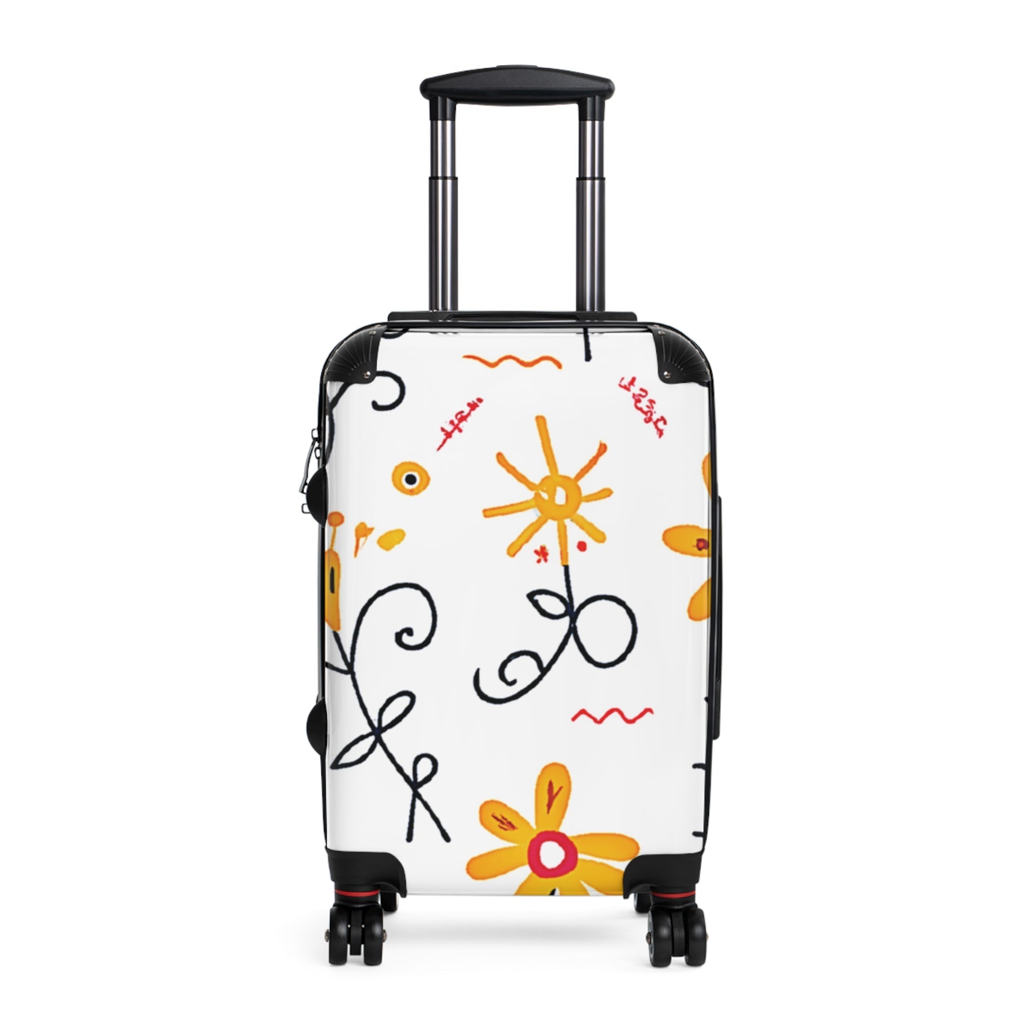 Floral Doodle Suitcase – Yellow Flower Pattern Carry-On Luggage