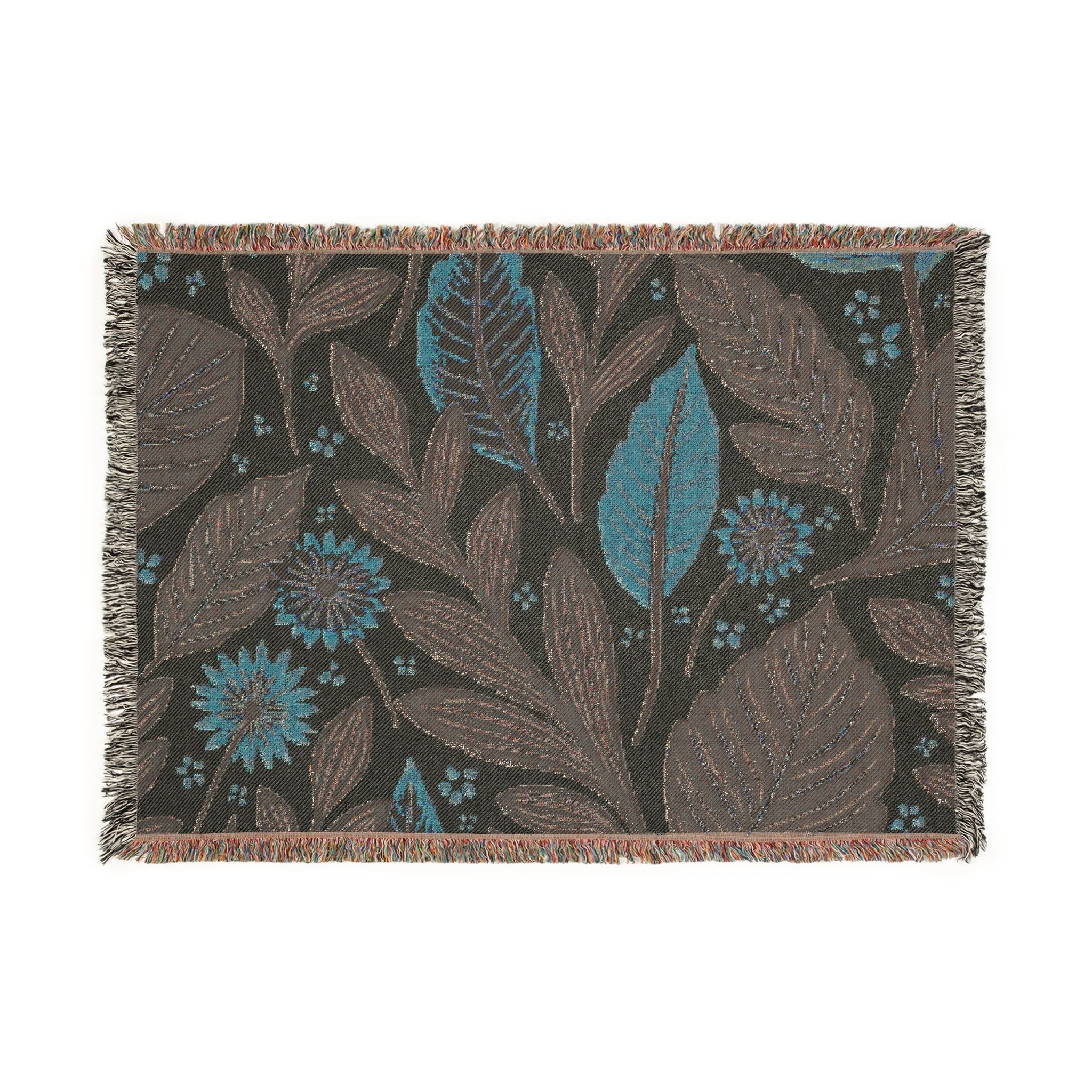 Botanical Leaves Woven Blanket — Reversible Floral Throw for Living Room & Bedroom