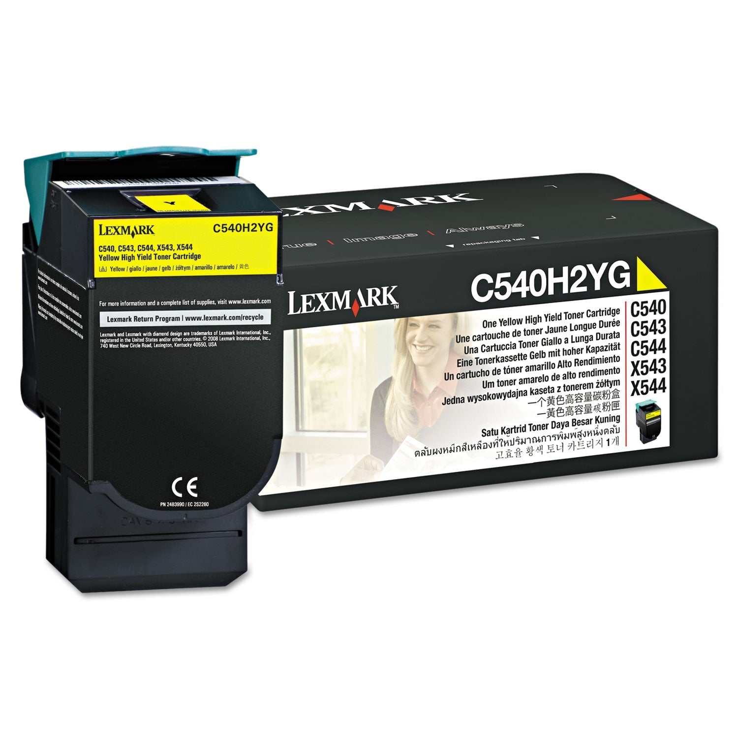 Lexmark C540H2YG Yellow Toner Cartridge, High Yield