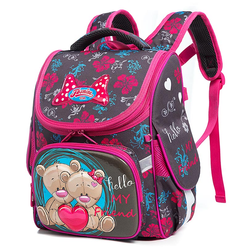 Cute Owl & Cartoon Print Girls' School Backpack – 14-Inch Nylon Kids Bag (SUV, Car, Owl, Bear)