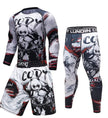 Men’s MMA Compression Rash Guard Set – Anime BJJ Grappling Fight Shorts & Leggings Training Gear