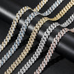 Cubic Copper Inlaid Zircon stone 14mm Diamond Cuban Link Chain necklace