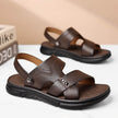 Men’s Premium Leather Cross-Strap Sandals – Breathable Open-Toe Casual Comfort Shoes