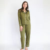 Ladies’ Bamboo Long Sleeve Button-Up Lounge Set | Olive