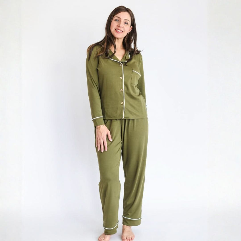 Ladies’ Bamboo Long Sleeve Button-Up Lounge Set | Antique Floral
