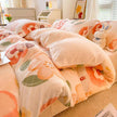 Nordic Striped Coral Fleece Duvet Cover Flannel Sheet Cover Three-piece Set