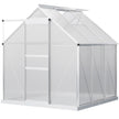 Outsunny 6' x 6' Aluminum Greenhouse Polycarbonate Walk-in Garden Greenhouse Kit with Adjustable Roof Vent, Rain Gutter  Sliding Door| Aosom Canada