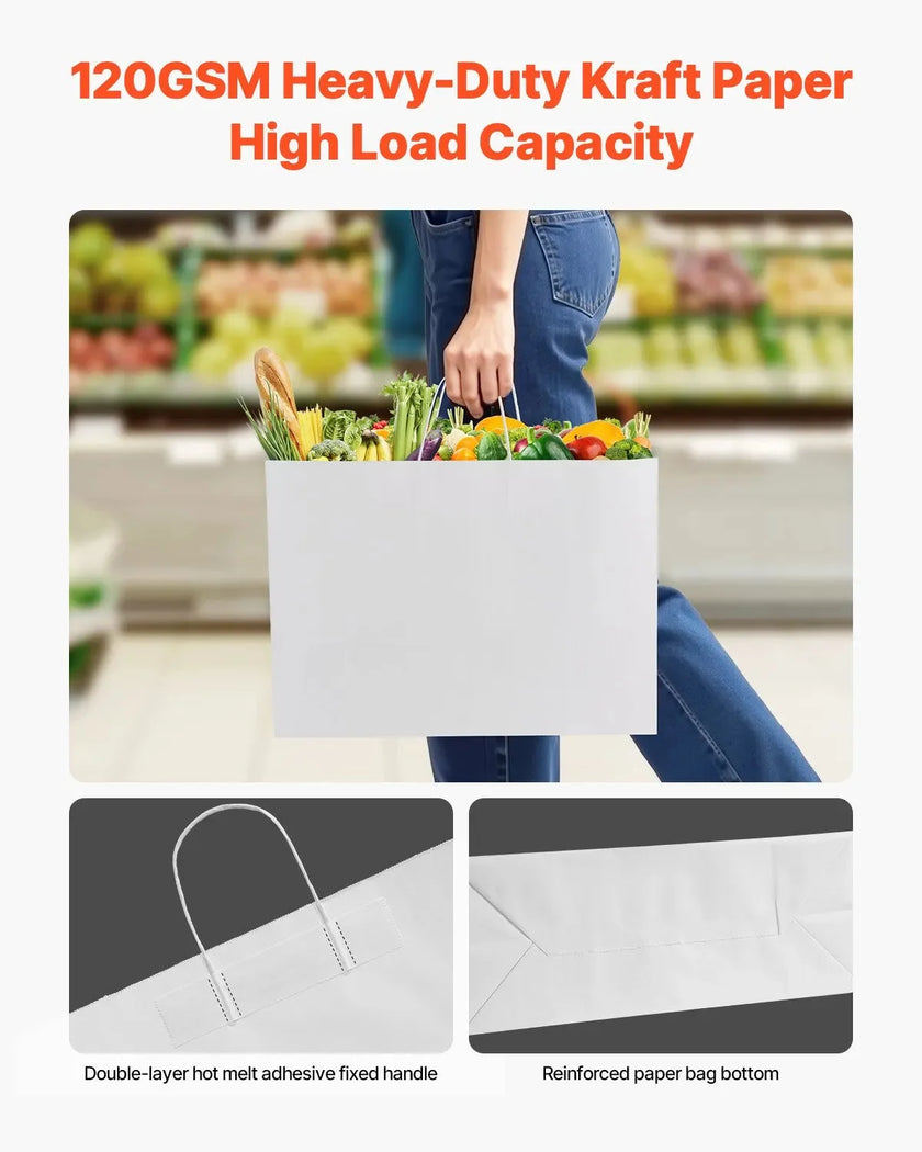 VEVOR Kraft Paper Bags with Handles  Large Eco-Friendly Bags