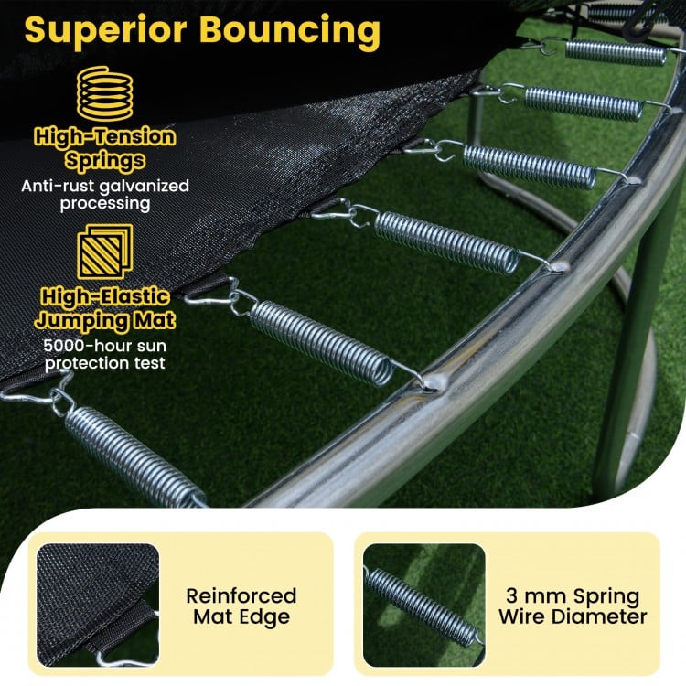 15 FT Outdoor Trampoline ASTM Compliant Recreational Trampoline with Non-Slip Ladder - Yellow