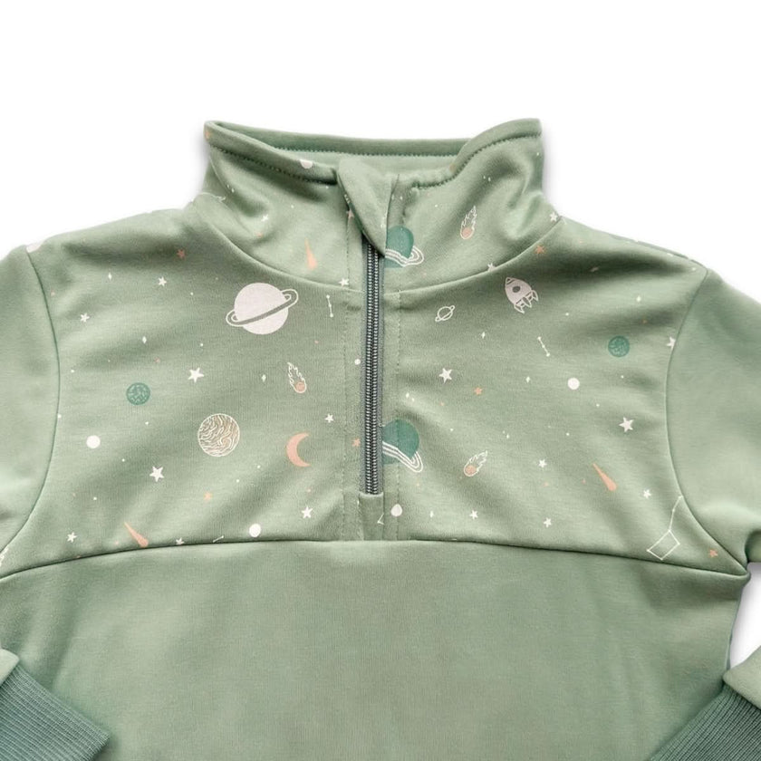 Youth Bamboo Fleece Half-Zip | Ash With Night Sky