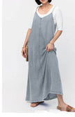 New Suspender Leisure Denim mum loose long Dress