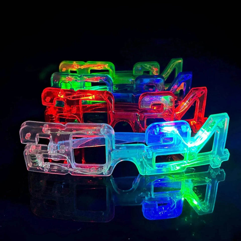LED Glowing New Year Glasses 2024 Glitter Glasses For Party Evening Decoration