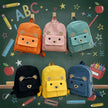 Kids' Lightweight Nylon Backpack – Breathable Cartoon Schoolbag (Black, Yellow, Orange, Green, Blue, Pink)